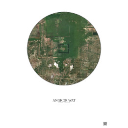 Affiche Angkor Wat – Poster vue satellite 5km Couleur | Gravura – Fond clair