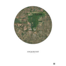 Affiche Angkor Wat – Poster vue satellite 10km Couleur | Gravura – Fond clair
