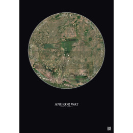 Affiche Angkor Wat – Poster vue satellite 20km Couleur | Gravura – Fond foncé