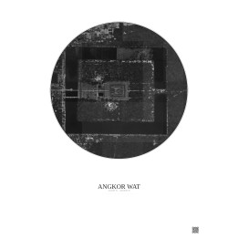 Angkor Wat Satellite View Poster 1km B&W | Gravura – Light background