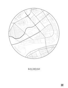 Affiche Baghdad – Poster carte de ville 2.5km | Gravura – Fond c