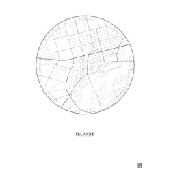 Affiche Harare – Poster carte de ville 2.5km | Gravura – Fond clair