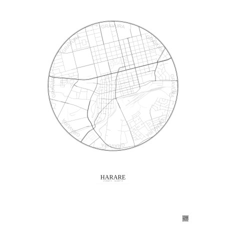 Harare City Map Poster 2.5km | Gravura – Light background
