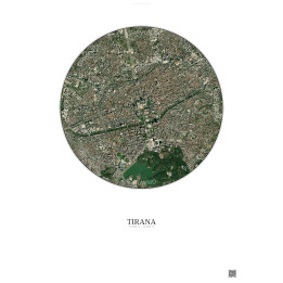 Affiche Tirana – Poster vue satellite 2.5km Couleur | Gravura – Fond clair