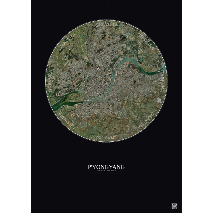 P Yongyang Satellite View Poster 10km Color | Gravura – Dark background