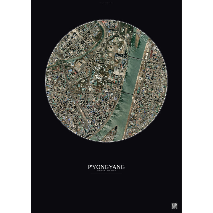 P Yongyang Satellite View Poster 2.5km Color | Gravura – Dark background