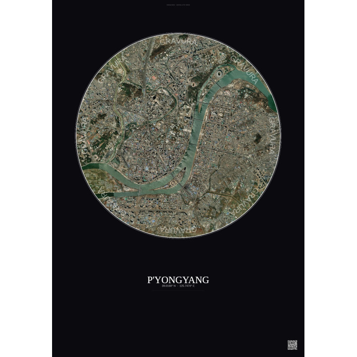 Affiche P Yongyang – Poster vue satellite 6km Couleur | Gravura – Fond foncé