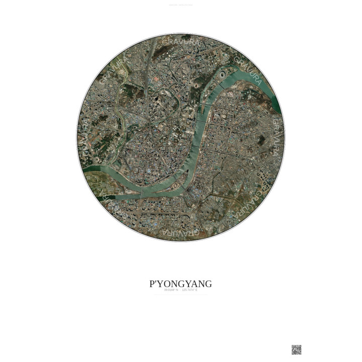 Affiche P Yongyang – Poster vue satellite 6km Couleur | Gravura – Fond clair
