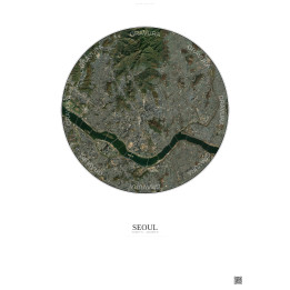 Affiche Seoul – Poster vue satellite 10km Couleur | Gravura – Fond clair