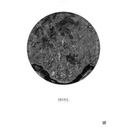 Seoul Satellite View Poster 6km B&W | Gravura – Light background