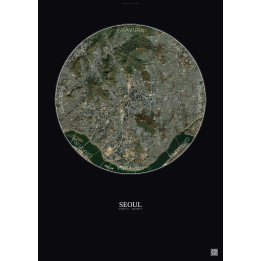 Seoul Satellite View Poster 6km Color | Gravura – Dark background