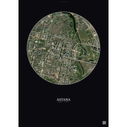 Astana Satellite View Poster 2.5km Color | Gravura – Dark background