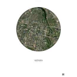 Astana Satellite View Poster 2.5km Color | Gravura – Light background