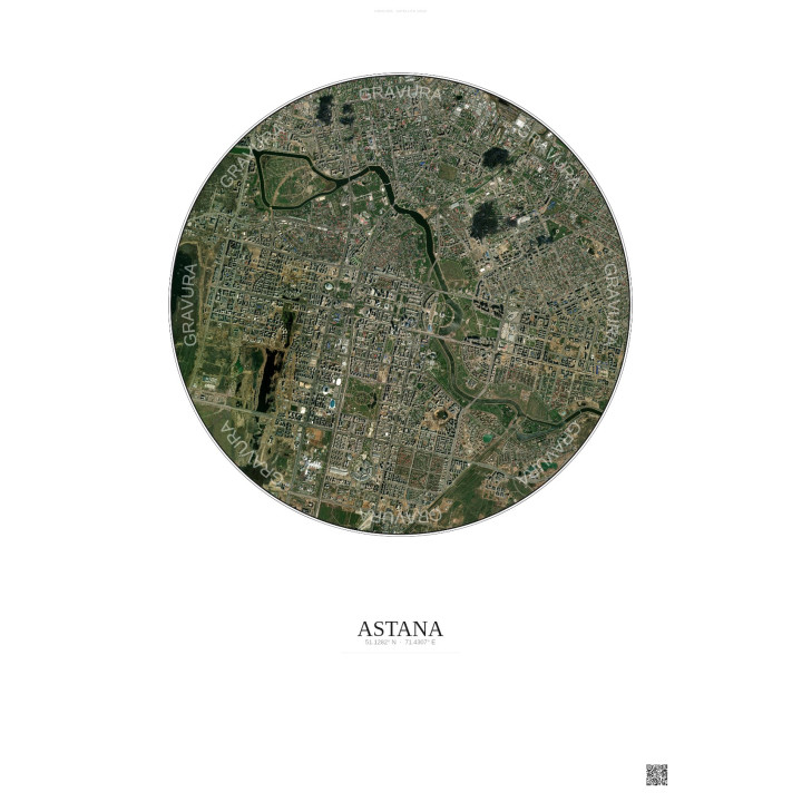 Affiche Astana – Poster vue satellite 6km Couleur | Gravura – Fond clair