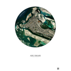 Affiche Abu Dhabi – Poster vue satellite 10km Couleur | Gravura – Fond clair