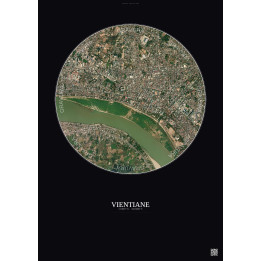 Affiche Vientiane – Poster vue satellite 2.5km Couleur | Gravura – Fond foncé