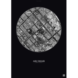 Affiche Abu Dhabi – Poster vue satellite 2.5km N&B | Gravura – Fond foncé