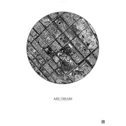 Affiche Abu Dhabi – Poster vue satellite 2.5km N&B | Gravura – Fond clair