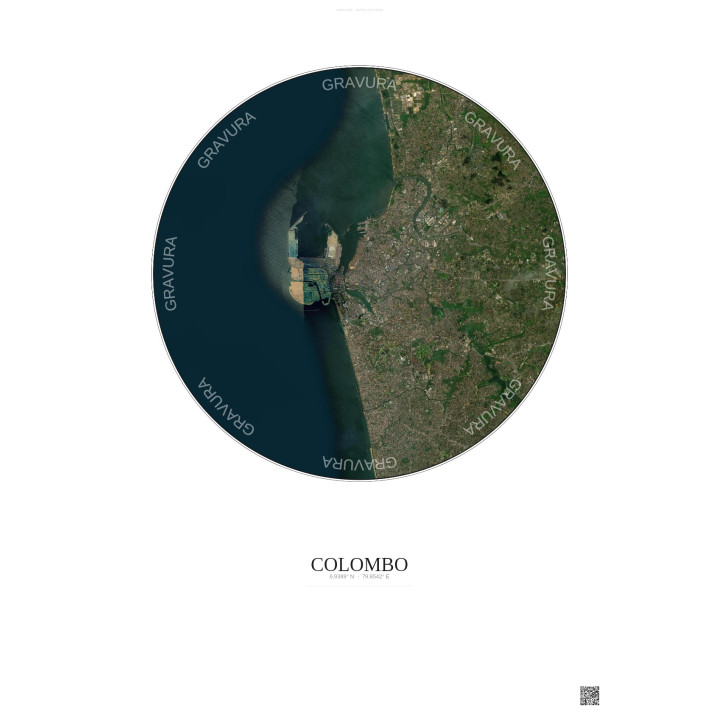 Affiche Colombo – Poster vue satellite 10km Couleur | Gravura – Fond clair