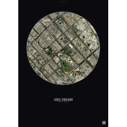 Affiche Abu Dhabi – Poster vue satellite 2.5km Couleur | Gravura – Fond foncé