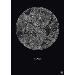 Vilnius Satellite View Poster 2.5km B&W | Gravura – Dark background