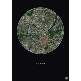 Vilnius Satellite View Poster 2.5km Color | Gravura – Dark background