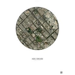 Affiche Abu Dhabi – Poster vue satellite 2.5km Couleur | Gravura – Fond clair