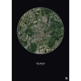 Affiche Vilnius – Poster vue satellite 6km Couleur | Gravura – Fond foncé
