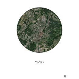 Affiche Vilnius – Poster vue satellite 6km Couleur | Gravura – Fond clair