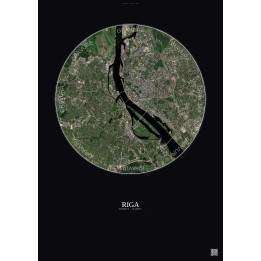 Affiche Riga – Poster vue satellite 6km Couleur | Gravura – Fond foncé