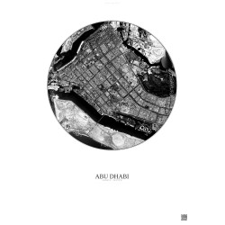 Affiche Abu Dhabi – Poster vue satellite 6km N&B | Gravura – Fond clair