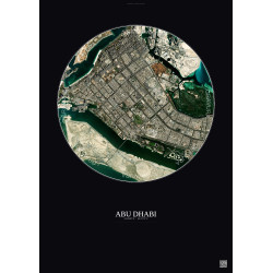 Affiche Abu Dhabi – Poster vue satellite 6km Couleur | Gravura – Fond foncé