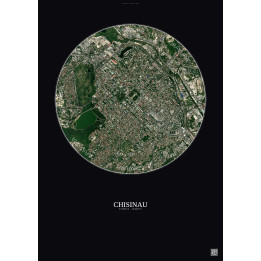 Affiche Chisinau – Poster vue satellite 2.5km Couleur | Gravura – Fond foncé