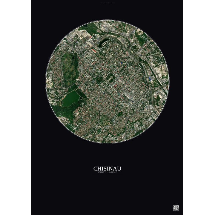 Affiche Chisinau – Poster vue satellite 2.5km Couleur | Gravura – Fond foncé