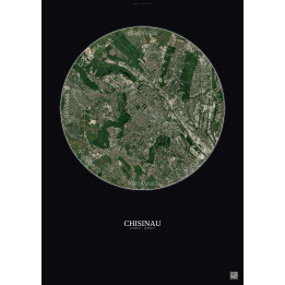 Chisinau Satellite View Poster 6km Color | Gravura – Dark background