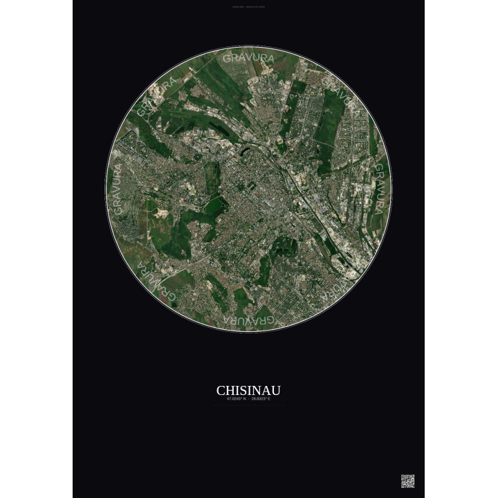 Chisinau Satellite View Poster 6km Color | Gravura – Dark background