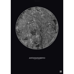 Antananarivo Satellite View Poster 2.5km B&W | Gravura – Dark background