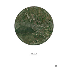 Affiche Skopje – Poster vue satellite 10km Couleur | Gravura – Fond clair