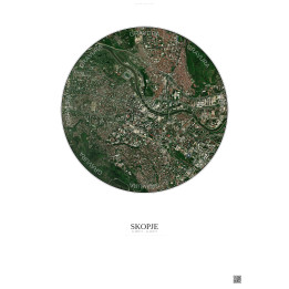 Skopje Satellite View Poster 2.5km Color | Gravura – Light background