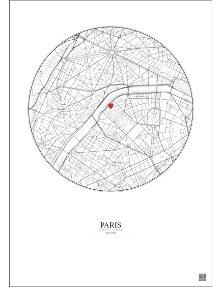Paris - Carte de ville personnalisée 2.5 km · Fond clair