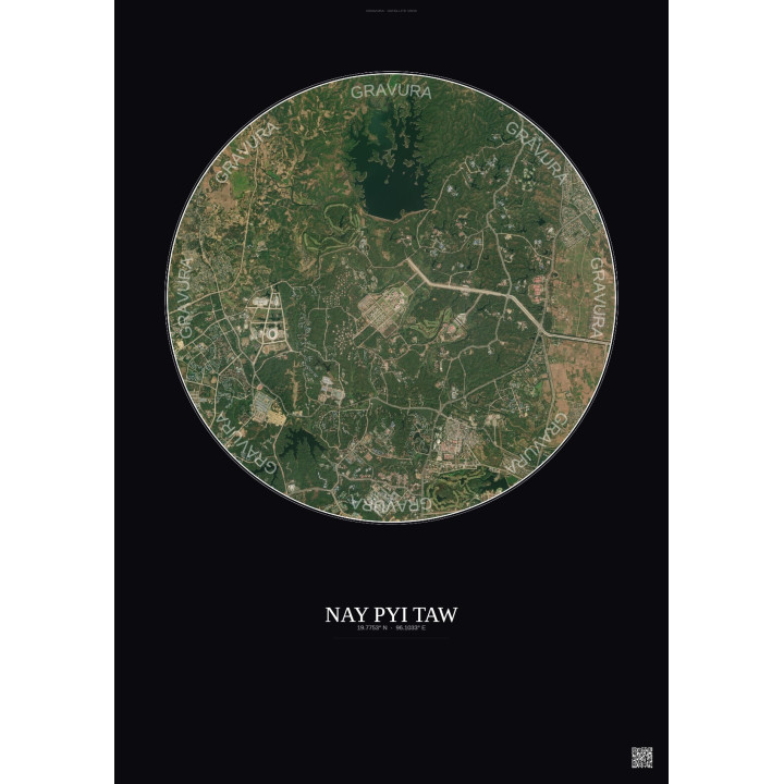 Affiche Nay Pyi Taw – Poster vue satellite 6km Couleur | Gravura – Fond foncé