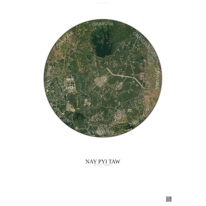 Nay Pyi Taw Satellite View Poster 6km Color | Gravura – Light background