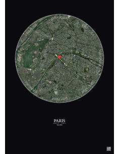 Paris - Vue satellite personnalisée 5 km · Couleur · Fond foncé