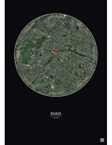 Paris - Vue satellite personnalisée 5 km · Couleur · Fond foncé