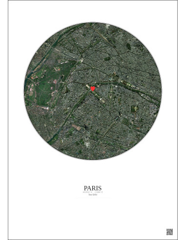 Paris - Vue satellite personnalisée 5 km · Couleur · Fond clair