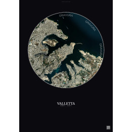 Valletta Satellite View Poster 2.5km Color | Gravura – Dark background