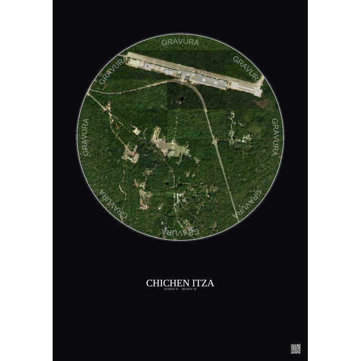 Chichen Itza Satellite View Poster 1km Color | Gravura – Dark background