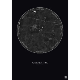 Chichen Itza Satellite View Poster 10km B&W | Gravura – Dark background