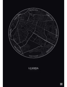 Luanda City Map Poster 2.5km | Gravura – Dark background
