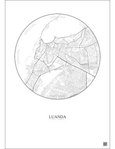 Luanda City Map Poster 6km | Gravura – Light background